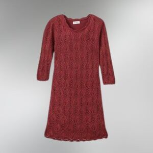 ⭐ Cat & Jack Crochet Knit Lined Sweater Dress 3/4 Sleeve Acrylic Blnd Small 6/6X